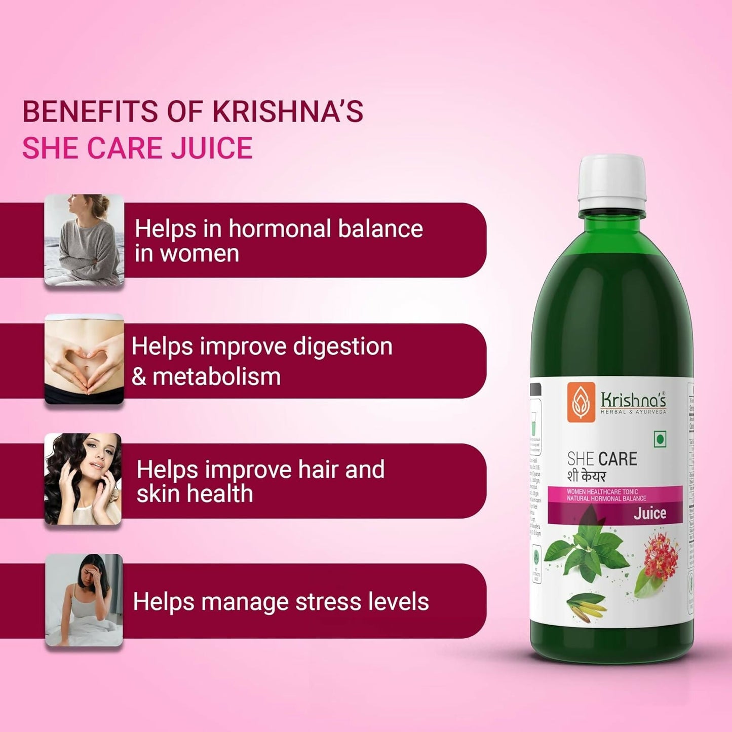 Krishna's Herbal & Ayurveda She Care Juice for Women Wellness - Swadesiicart