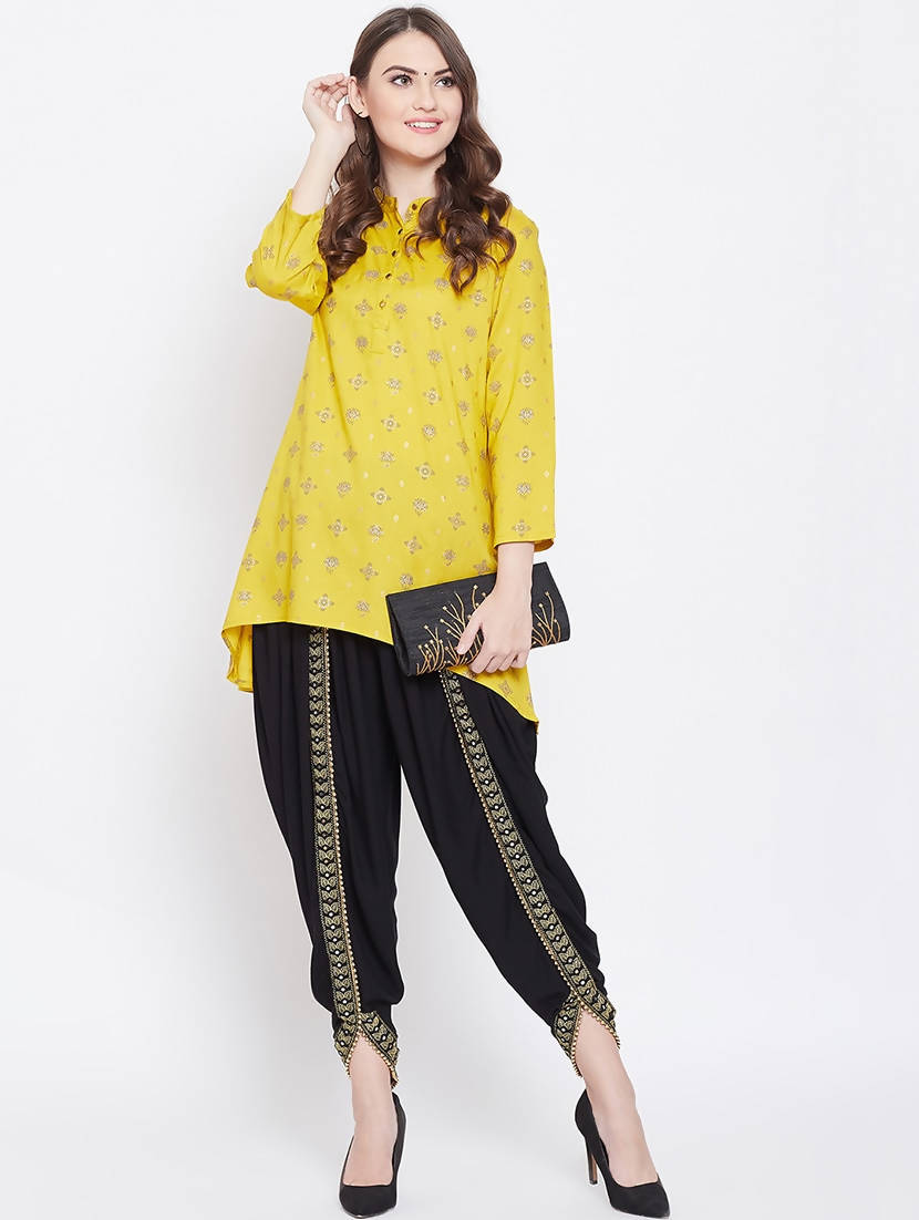 Indian Clothing Cheera Women’s Black Dhoti With Golden Lace - Swadesiicart