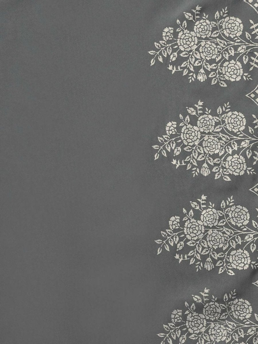 Ahalyaa Grey Crepe Printed Kurta Palazzo Set With Dupatta | Swadesiicart