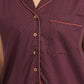 Breathables Women Cotton Night Suit Shirt And Shorts Co-Ord Set Maroon I Nightwear | Loungewear Set