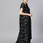 Ahalyaa Black Georgette Crepe Printed Top Palazzo Set With Jacket | Swadesiicart