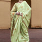 Sprout Green Pure Satin Zari Weaving Wedding Festive Saree - Emponline | Swadesiicart