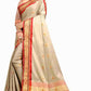 DEIANA'S Beautiful Designer Golden zari Soft Lichi Silk Saree - Cream - Swadesiicart