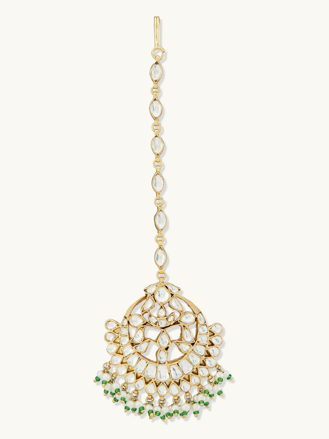 Nuyug 22K Gold-Plated Crystal & Pearl Studded Matha Patti | Swadesiicart