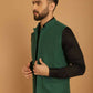 Even Apparels Pure Wool Nehru Jacket - Green | Swadesiicart