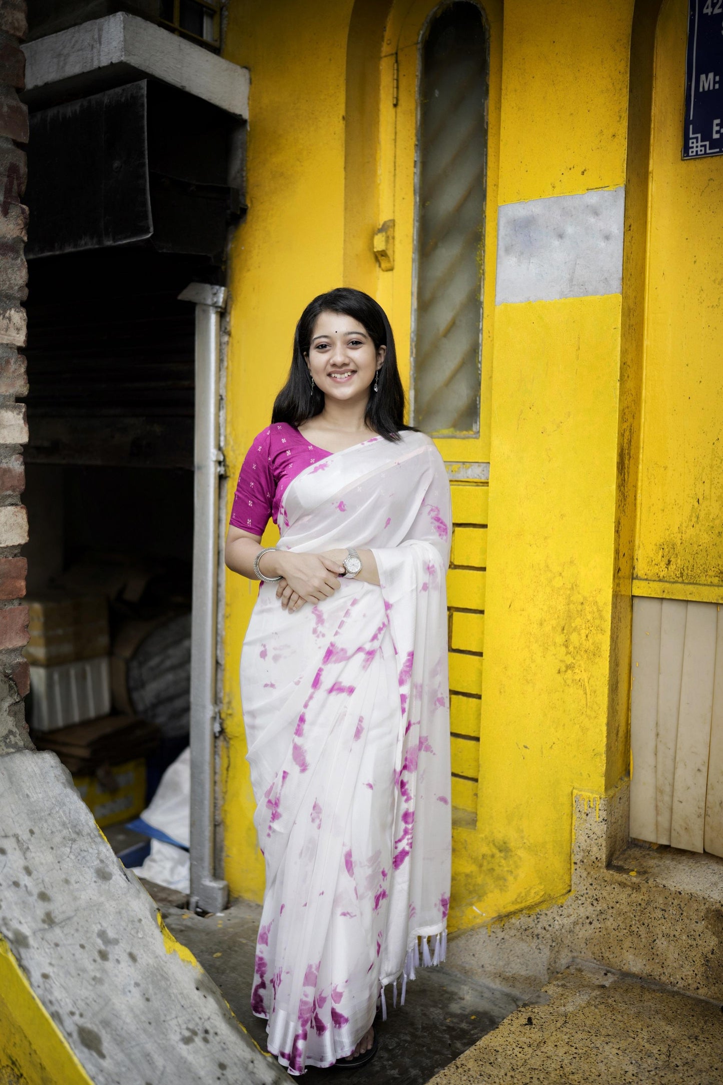 Rani Poly Georgette Tie and Dye Saree with Unstitched Blouse - Hiral Fashion | Swadesiicart