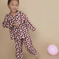 Breathables Kids Cotton Night Suit – Maroon Cat Print Shirt & Pyjama Co-Ord Set For Boys & Girls