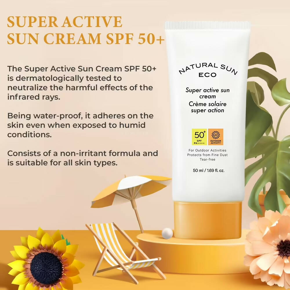 The Face Shop Natural Sun Eco Super Active Sun Cream - Korean Skincare | Swadesiicart