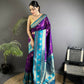 Joban Fashion Purple Banarasi Soft Silk Woven Butti Saree | Swadesiicart