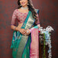 Lorenvalley Fashion Teal Soft Silk Woven Design Zari Weaving Saree - Swadesiicart