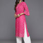 Ahalyaa Women Beige Floral Printed Regular Gotta Patti Kurta - Pink | Swadesiicart