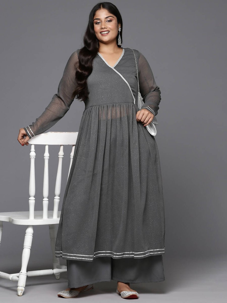 Ahalyaa Women's Traditional wear Kurta Set - Grey | Swadesiicart