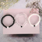 NVR Men & Women Transparent & White & Black Marbel Crystal Elasticated Bracelet - Swadesiicart
