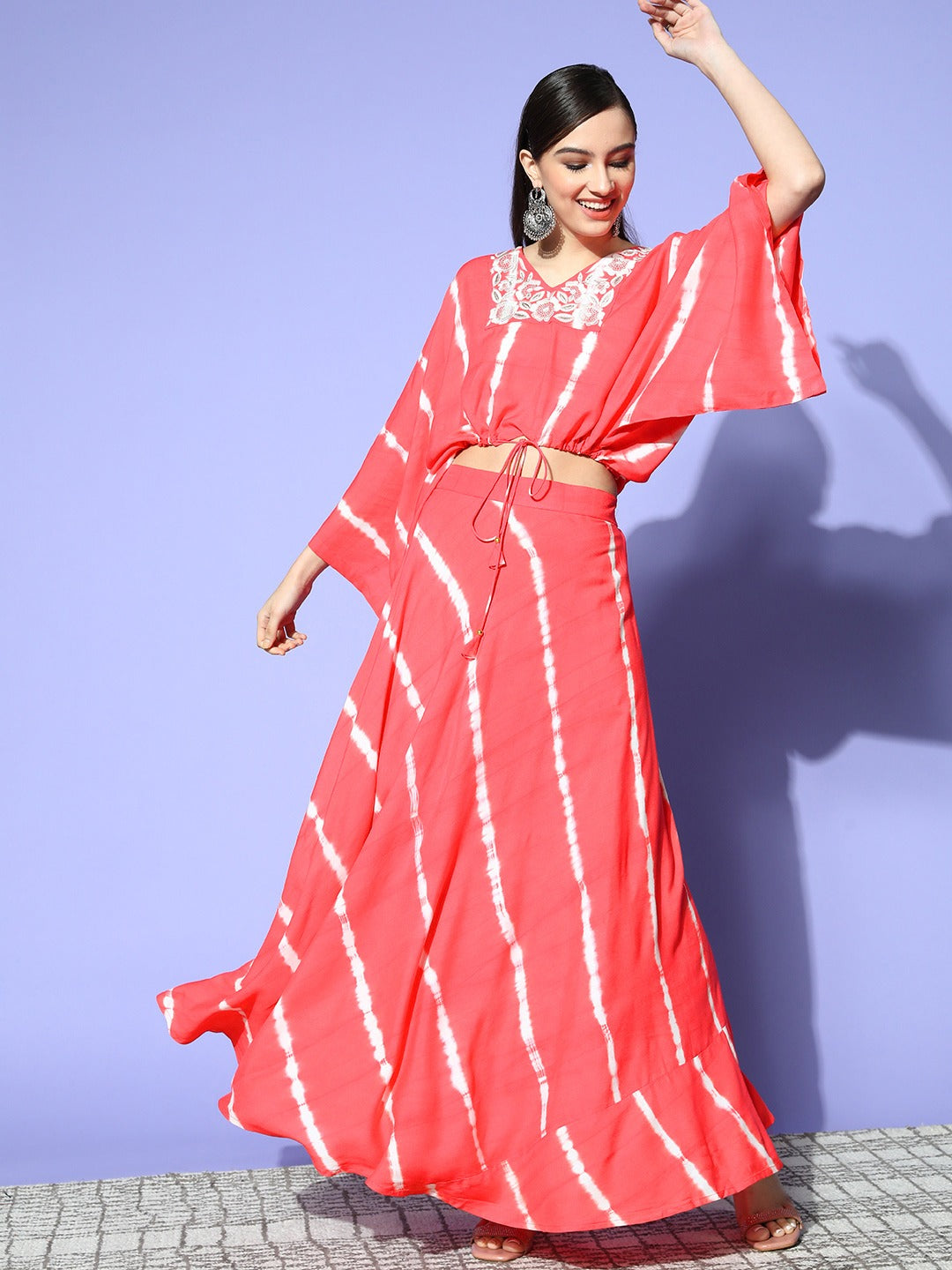 Yufta Women Lehriya Print Top With Skirt - Swadesiicart