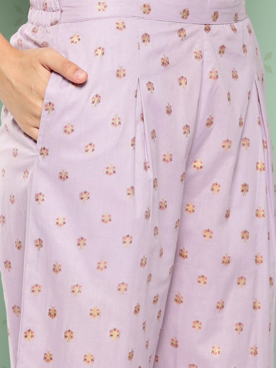 Yufta Women Printed Cotton Top with Trousers with Shrug - Swadesiicart