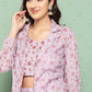 Yufta Women Printed Cotton Top with Trousers with Shrug - Swadesiicart