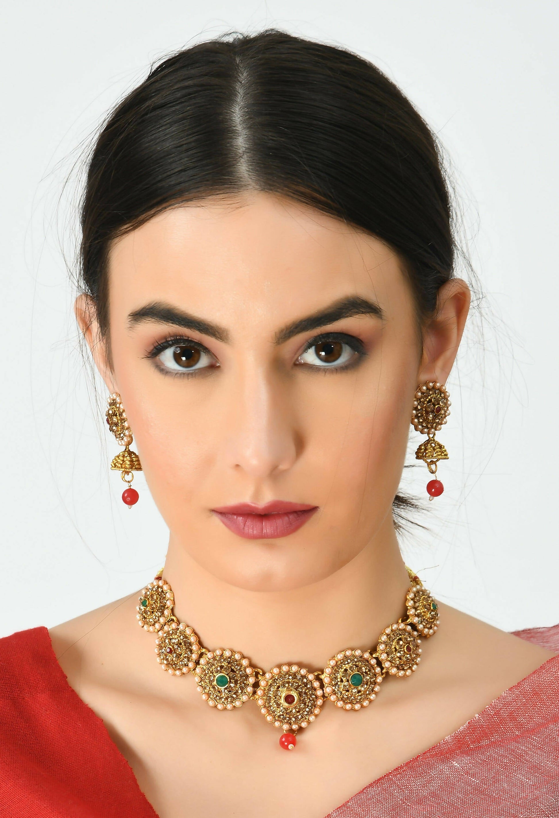 Mominos Fashion Johar Kamal Gold-Polished Brass Finish Kundan Choker For Women (Golden) | Swadesiicart