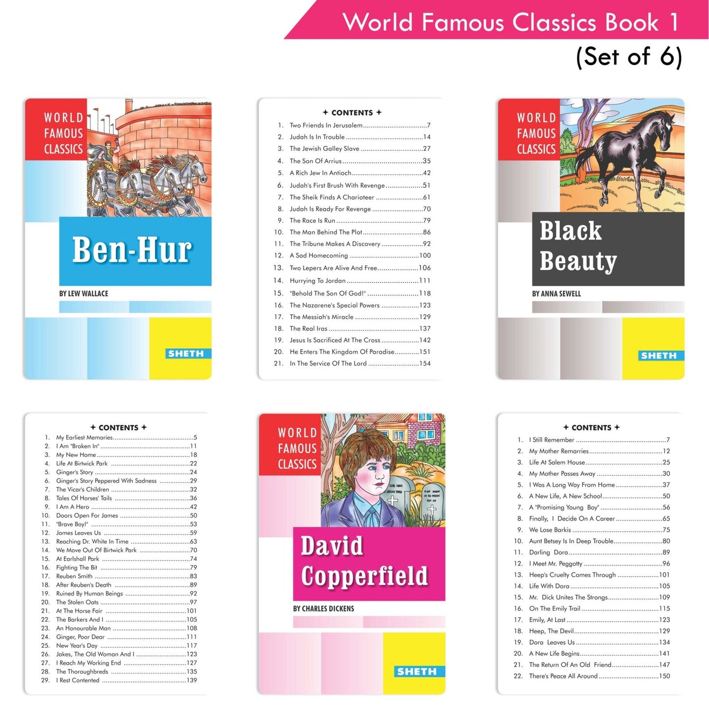 World Famous Classics Book 1 (Set of 6)| Ages 8-15 Year - Swadesiicart