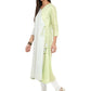 Ahalyaa Women Lime Green & Off-White Printed A-Line Kurta | Swadesiicart