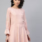 Ahalyaa Women Pink Rayon Golden Ethnic Print Tunic | Swadesiicart