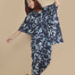 Breathables Women’S Loungewear Kaftan Cotton Blue Floral Print Co-Ord Set