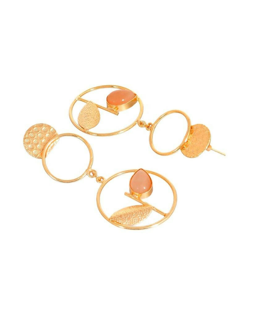 VOJ One Gram Gold-Polished Round Shaped Drop Earrings - Swadesiicart
