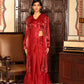 Red Tom Silk Plain Ready To Wear Saree With Stitched Blouse - Satiksha | Swadesiicart