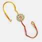NVR Women & Men Set of 2 Gold Kundan-Studded Bhaiya Bhabhi Rakhi Set With Roli Chawal | Swadesiicart