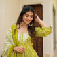 Aayaa Designer Printed Muslin Suit - Parrot yellow