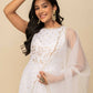 FIORRA Women's White Georgette Anarkali Kurta With Dupatta - Swadesiicart