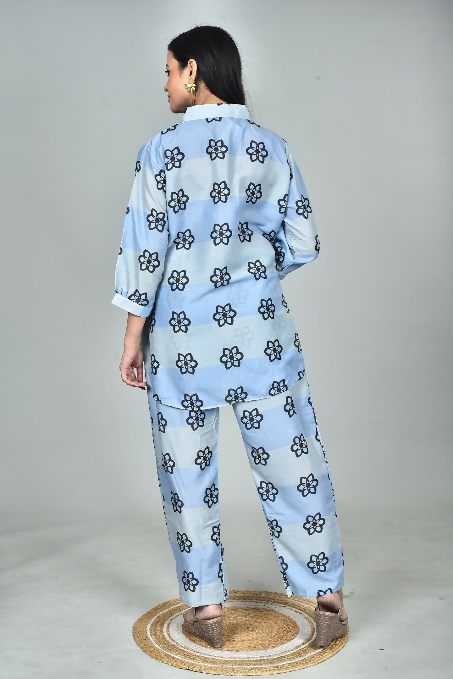 Morchari Digital Print Semi Muslin Co-Ord Set Top & Trouser-Multicolor - Swadesiicart