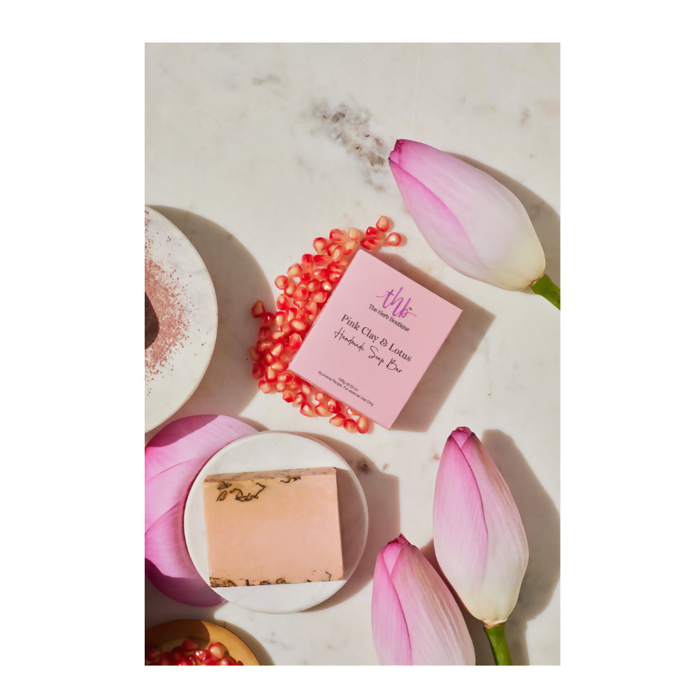 The Herb Boutique Pink Clay and Lotus Sugar Soap Bar - Swadesiicart