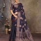 Joban Fashion Navy Blue Woven Jacquard Banarasi Silk Sarees | Swadesiicart