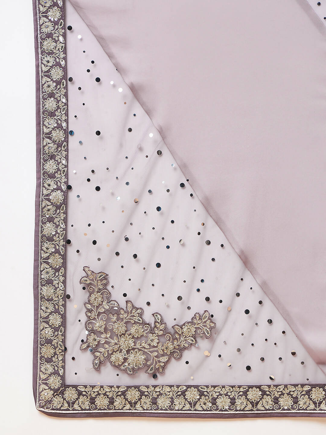 Mauve Silk Georgette Ribbon Embroidery Saree - Norita Hit Design - Swadesiicart