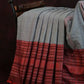 Grey Colour Contrast Thread Border Khadi Cotton Saree By Gayathri Reddy Designer Studio | Swadesiicart
