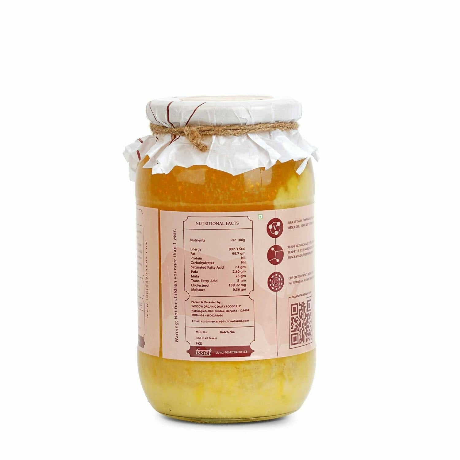 Indicow Foods Kankrej Bilona A2 Cow Ghee | 100% Desi Cow Ghee | Premium A2 Desi Ghee | Cultured Cow Pure Ghee - Swadesiicart