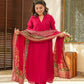 The52 Rani Women's Beautiful South Cotton Fabric Straight Kurta with Pant And Dupatta Set - Swadesiicart