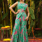 Janasya Green Georgette Floral Saree | Swadesiicart