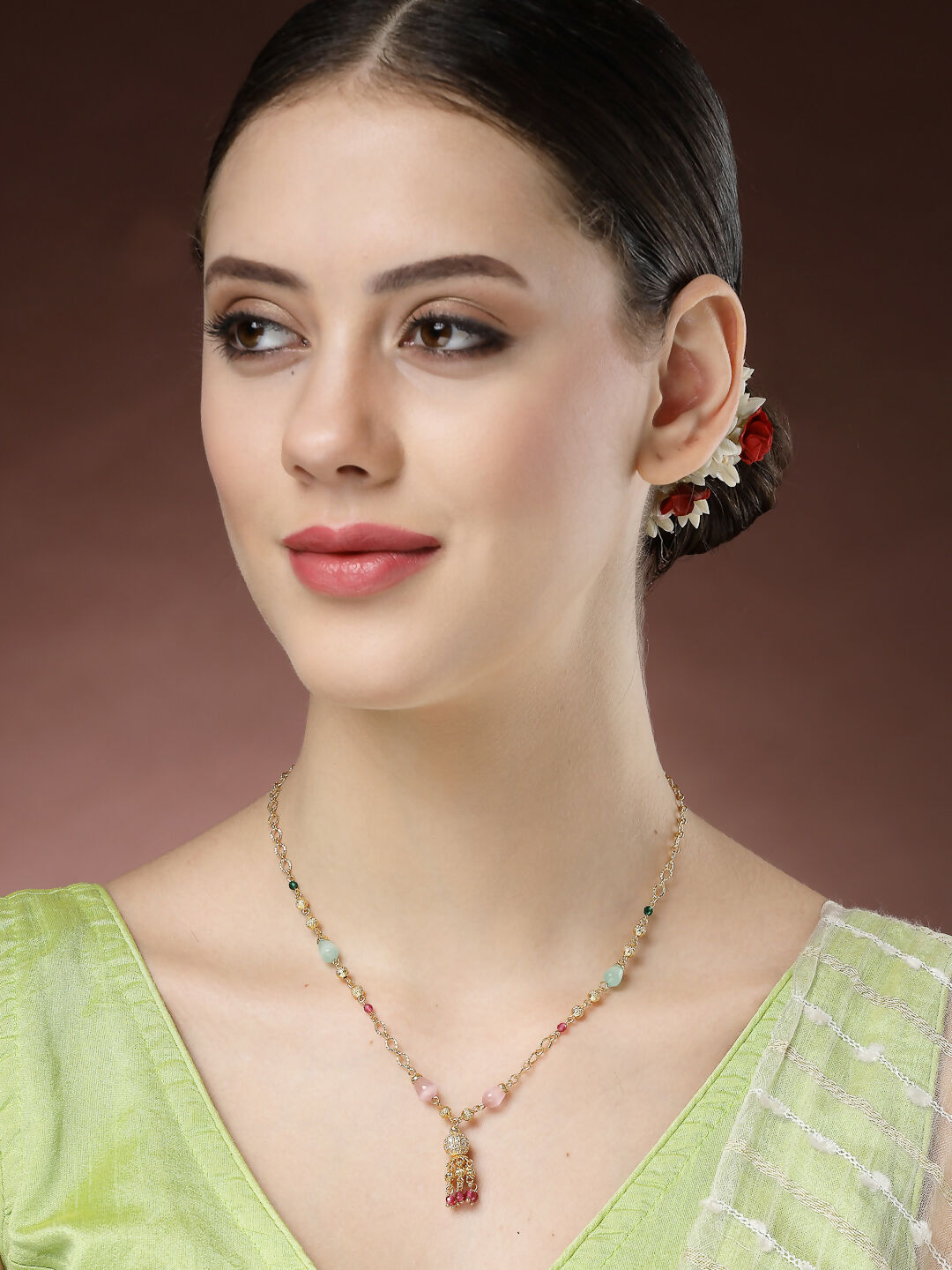 NVR Women's Multicolor Gold-Polished Minimal Chain - Swadesiicart