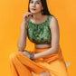 Amodini Designer Studio Women's Banarsi Brocade Sleeveless Green Blouse