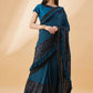 Peacock Blue Lycra Sequins Fabric. Frill Details, Handwork Buttis Saree - Norita Hit Design - Swadesiicart
