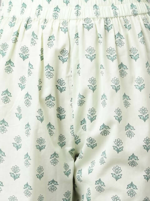 FIORRA Women's Sea Green Cotton A-Line Kurta Set - Swadesiicart