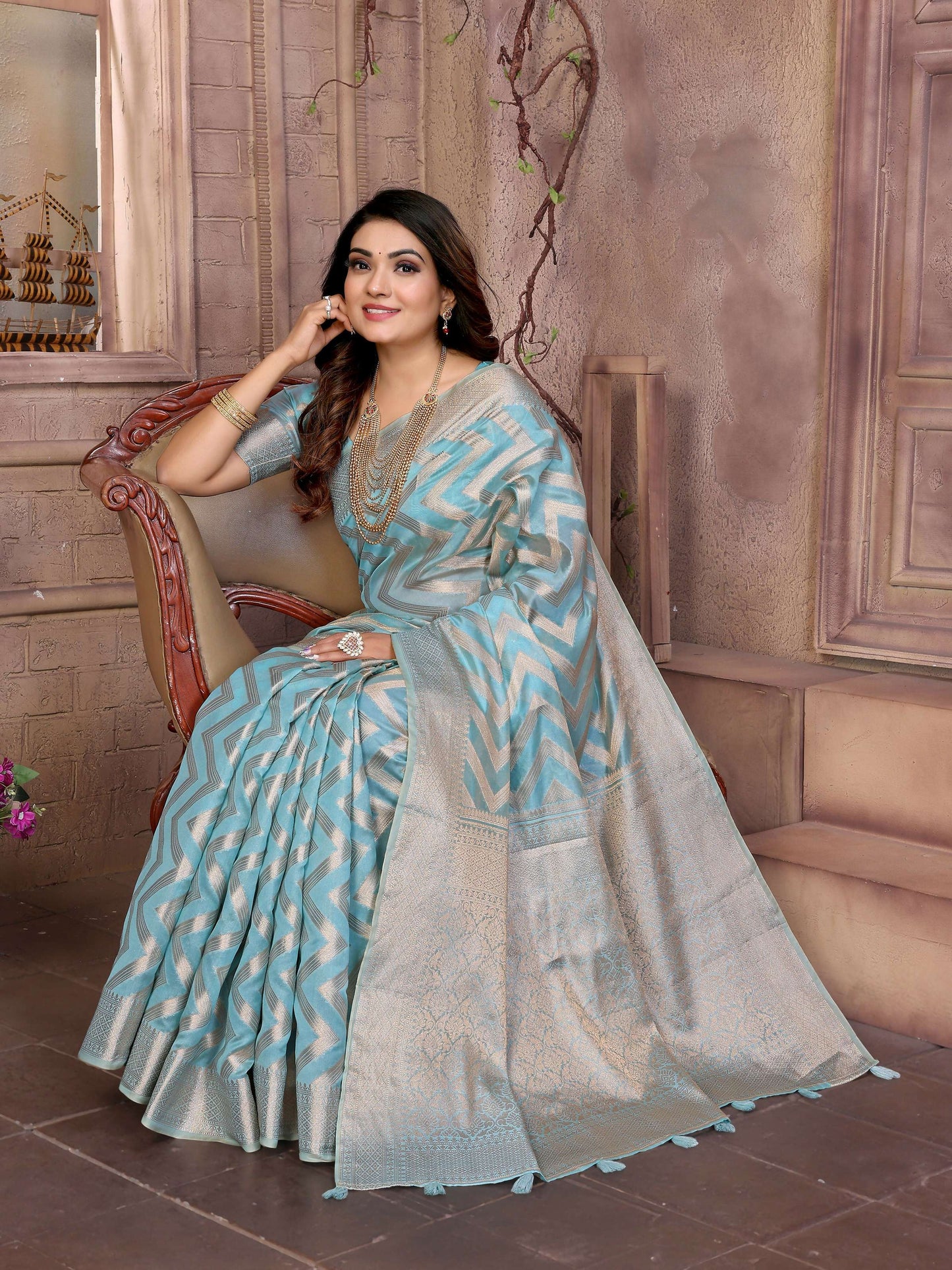 Aastha Fashion Sky Soft Organza Silk Weaving Saree