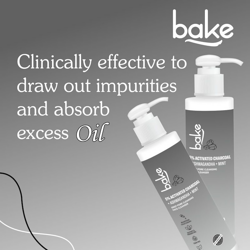 Bake 5% Activated Charcoal Face Cleanser | Swadesiicart