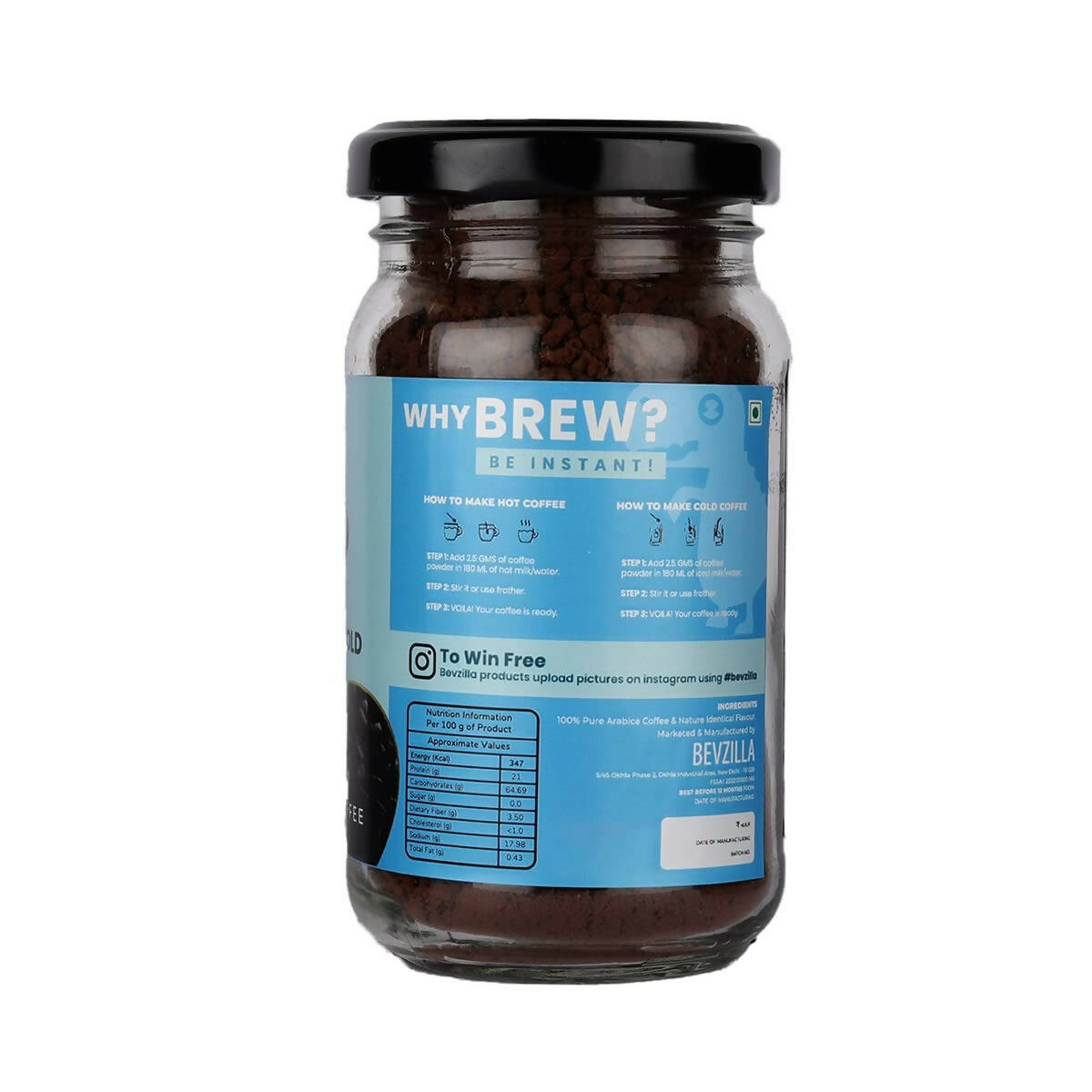 Bevzilla Instant Coffee Powder (Colombian Gold) | Swadesiicart