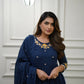 The52 Blue Women's Gorgeous Viscose Fabric Embroidered Work Flared Kurta Pant and Dupatta Set - Swadesiicart