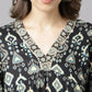 FIORRA Women's Black Cotton A-Line Kurta Palazzo Set - Swadesiicart