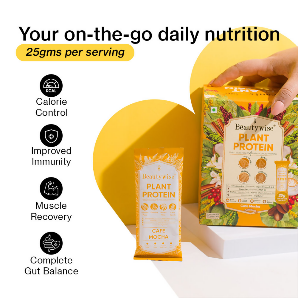 Beautywise Plant Protein Powder - Cafe Mocha | Swadesiicart