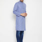 Even Apparels Blue Color Pure Cotton Long Men's Kurta With Band Collar | Swadesiicart