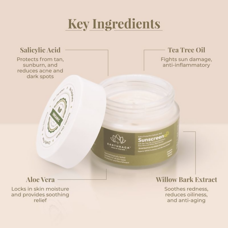 Earthraga Salicylic Acid Matte Sunscreen SPF 50 | Swadesiicart